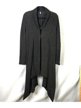 Masnada Cardigan Sweater Womens 8 Gray Cotton Blend Buckle Lagenlook Italy